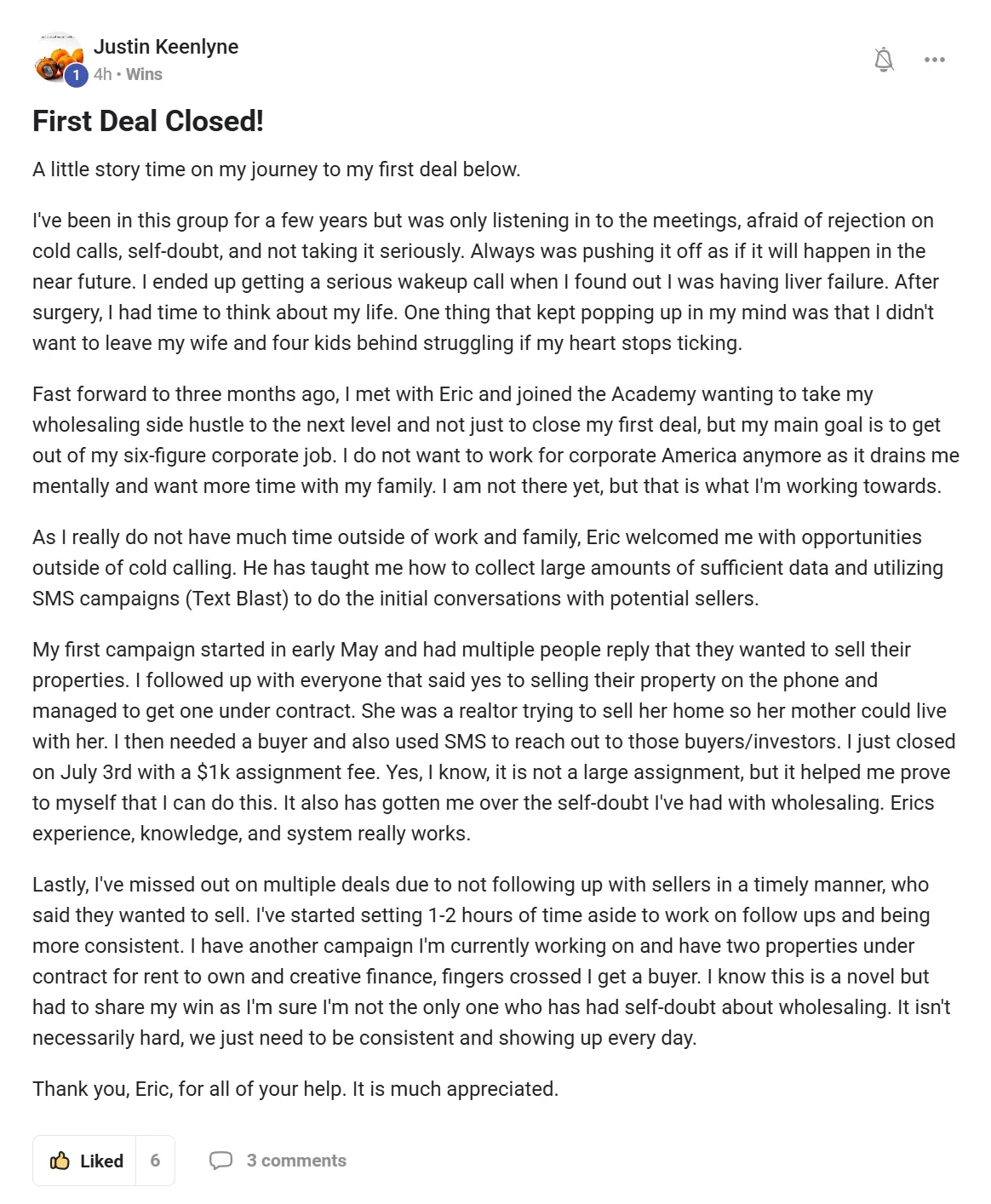 Deal Makers Academy Testimonial